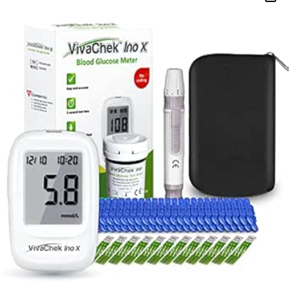 VivaChek Diabetes Test Kit, NSH-Approved Blood Sugar Monitor with Ketone and Hypo Warning, 900 Memory, Blood Glucose Monitor with Test Strips x 50 and Lancet x 50 - in mmol/L